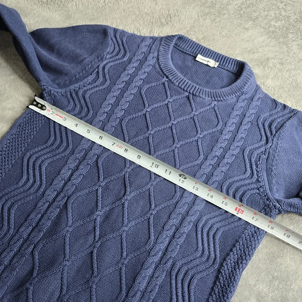 J Lindeberg Benji Sea Cable Knit Sweater Mens Medium Navy Blue Golf Preppy
